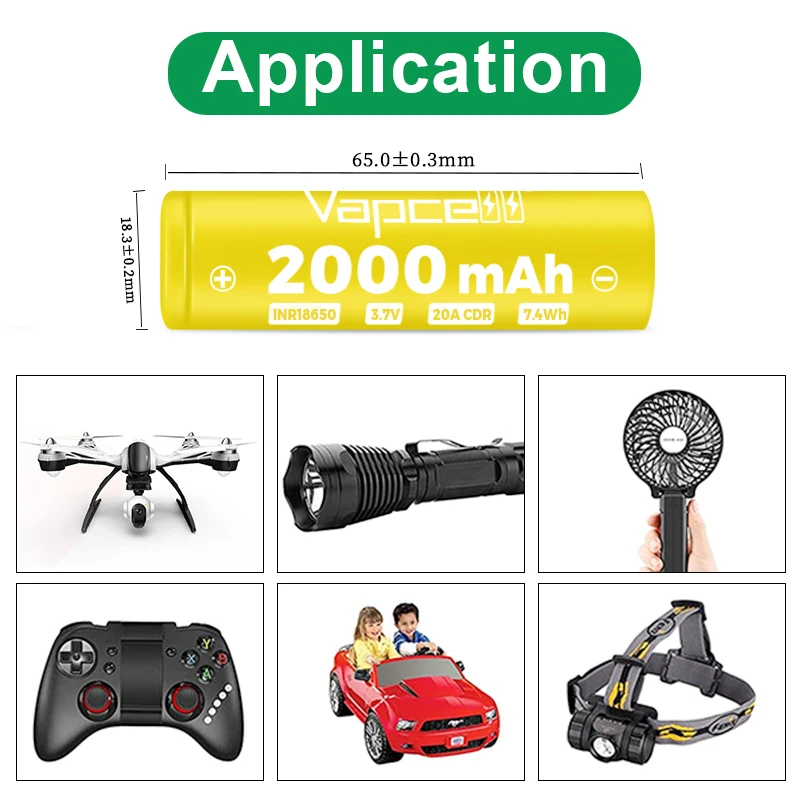 1-20 ピースオリジナル Vapcell VTC4 18650 バッテリー 2000mAh 20A 3.6V 高ドレイン充電式リチウムイオン電池バッテリーパック用