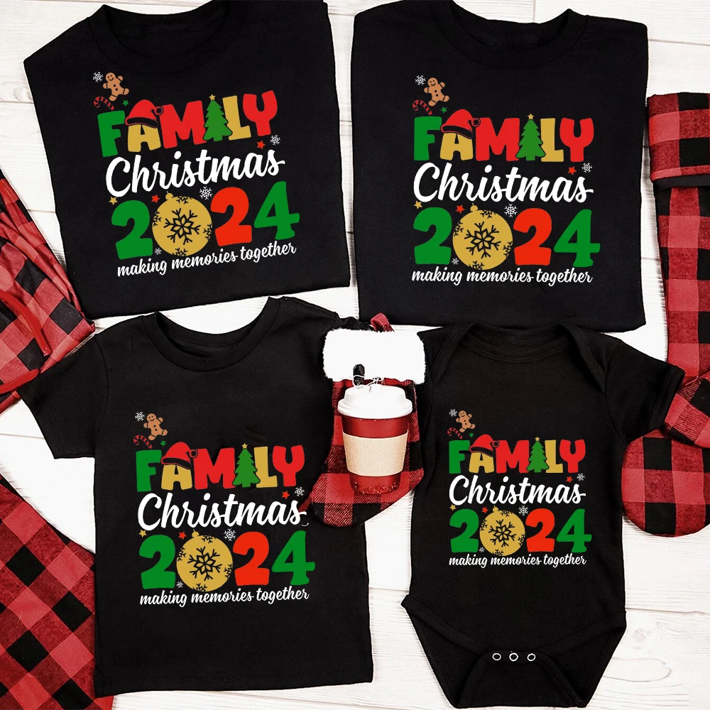 Family Christmas 2024 Matching Tshirt Father Mother Son Daughter Clothes Holiday Xmas Party Family T-shrits New Year's Outfits