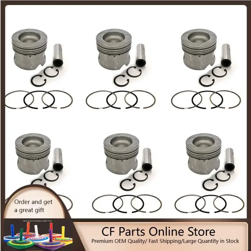 

New 6 Sets STD Piston Kit With Ring 13211-2723 Fit For Hino P11C Engine 122MM