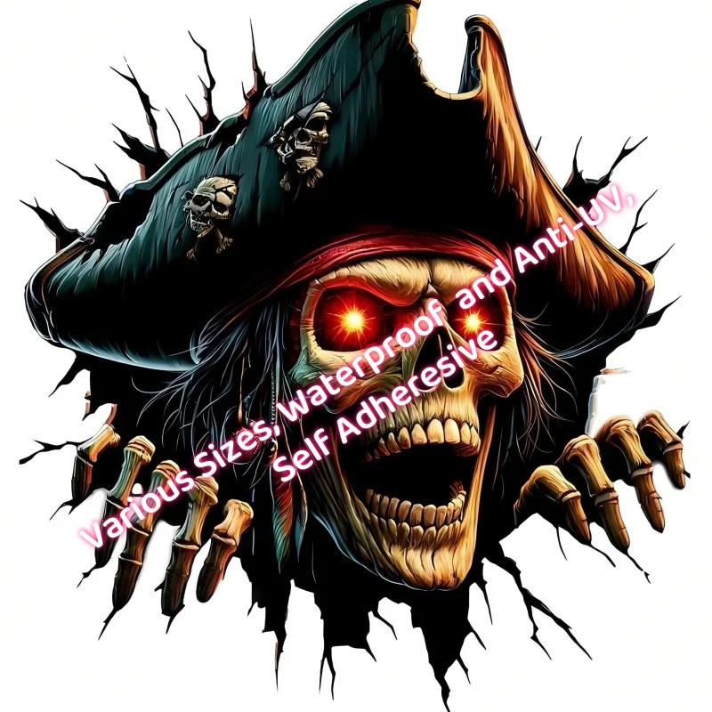 Three Ratels X31 Skeleton Pirate Terrifying Pirate Sticker for Car Helmet Laptop Skateboard Toy Decoration Vinyl Material