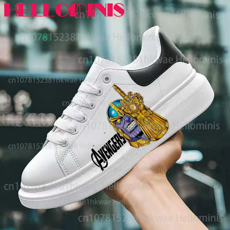 

2026 Hot Selling Avengers Adult Shoes Man Woman Popular PU Leather Black White Design Slip Resistant Parity Sneakers Size 35-44