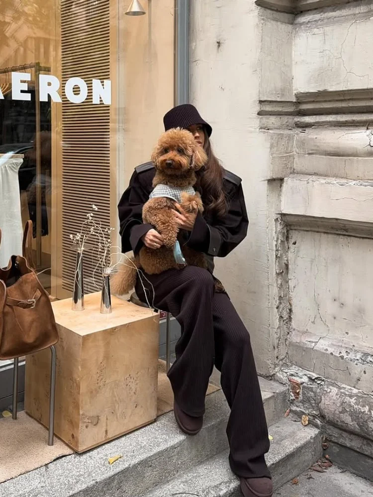 Women Solid Vintage Turn-down Collar Leather Jacket Stand Collar Long Sleeve Zipper Loose Top Lady 2025 Winter Streetwear Coat