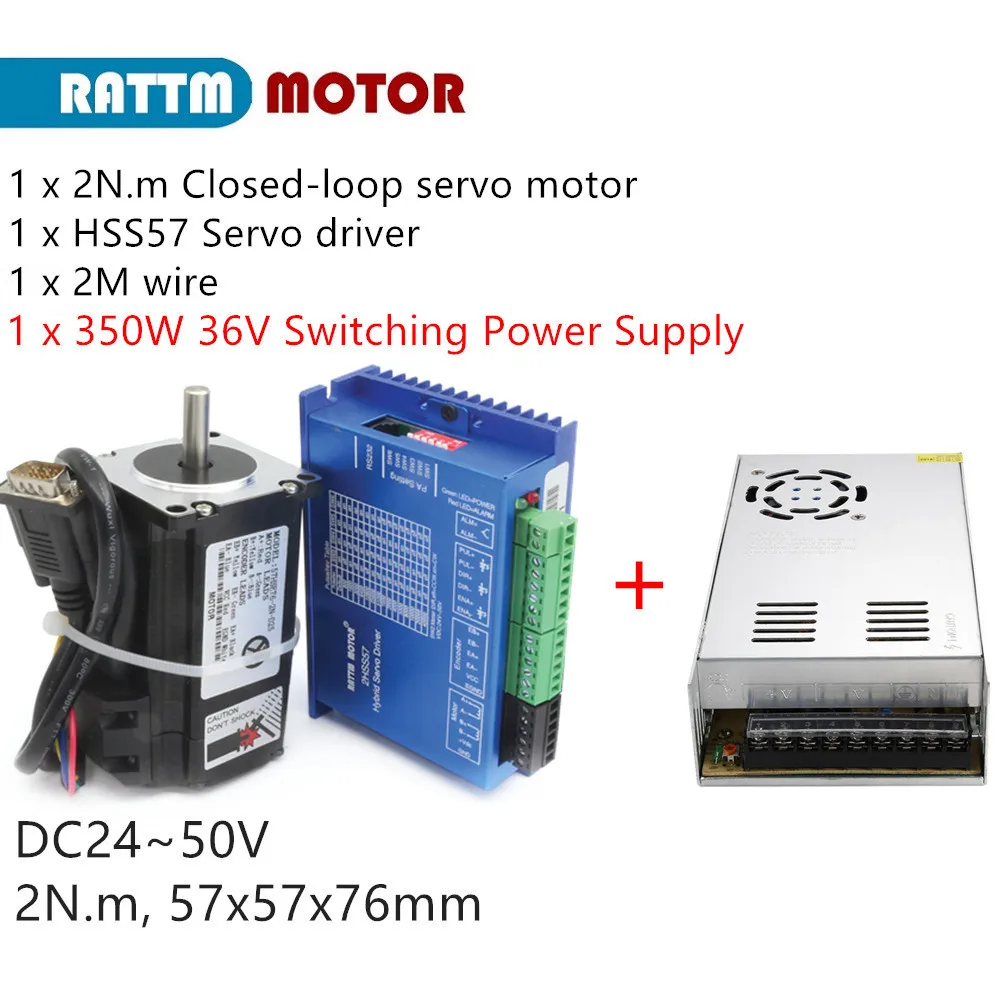 

EU Stock 1Set Nema23 Closed Loop Servo Motor 76mm 4.2A Closed Loop 2N.m & HSS57 Hybrid Step-servo Driver CNC Controller Kit