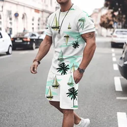 New Abstract 3D Printed T-shirt Shorts Set Two-Piece Men's T-shirt Shorts Set Beach Style Sportswear Set