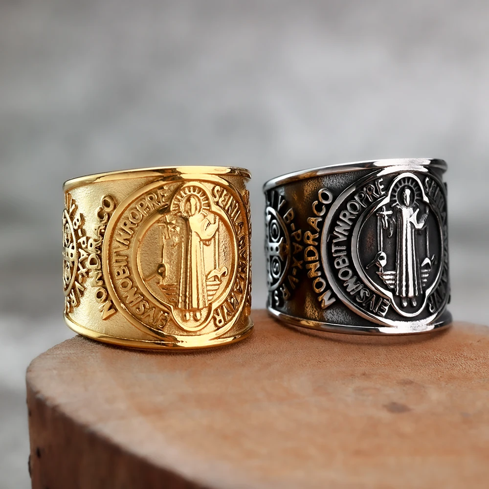 Bague rétro en acier titane à large bord pour hommes, anneau croisé, personnalité de la mode, bijoux en acier inoxydable