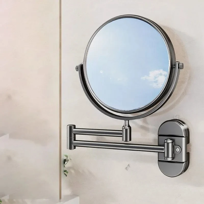 Rotatable LED Light Suction Cup Makeup Wall Mirror Hanging Telescopic Vanity Folding Showermirror Magnifying Beauty Bathroom