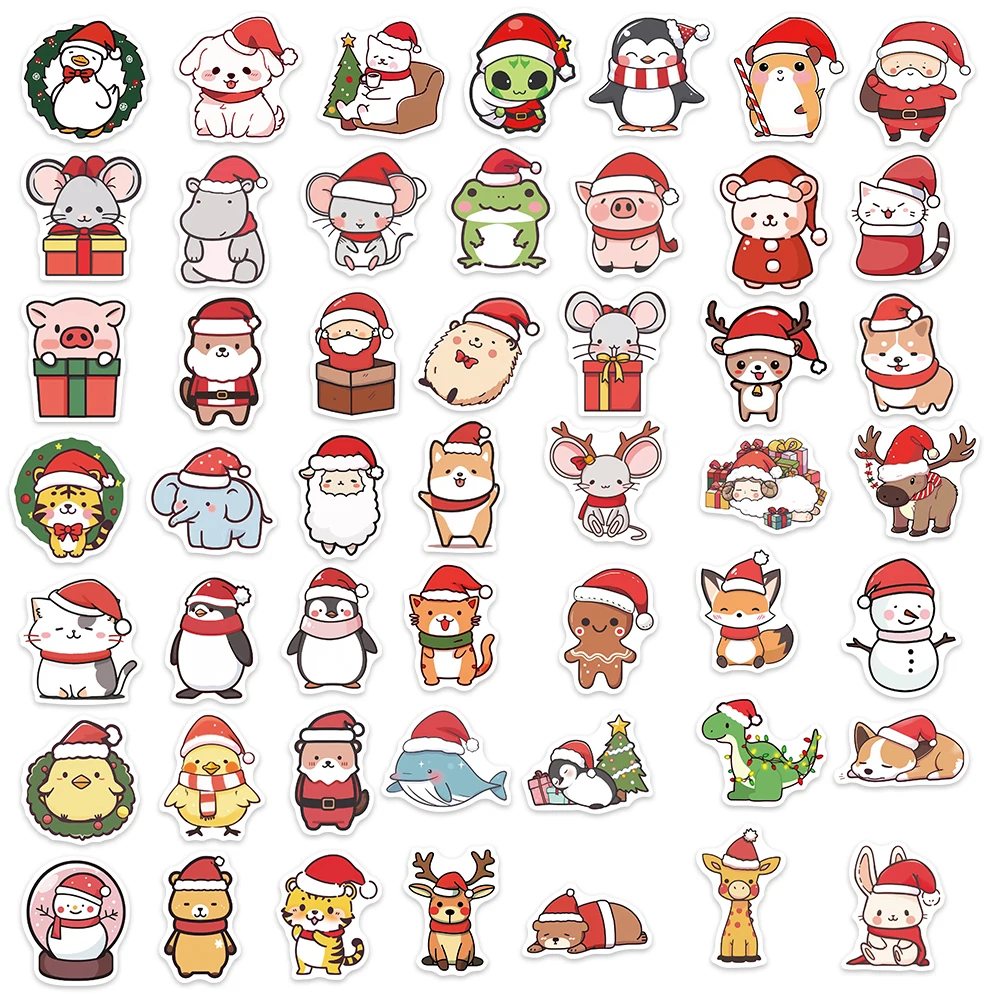 50 Stück Kawaii Cartoon Weihnachten Kunst ästhetische Aufkleber Pack für Kinder Spielzeug Tagebuch Laptop Scrapbook Dekoration Graffiti Aufkleber – Detail 18