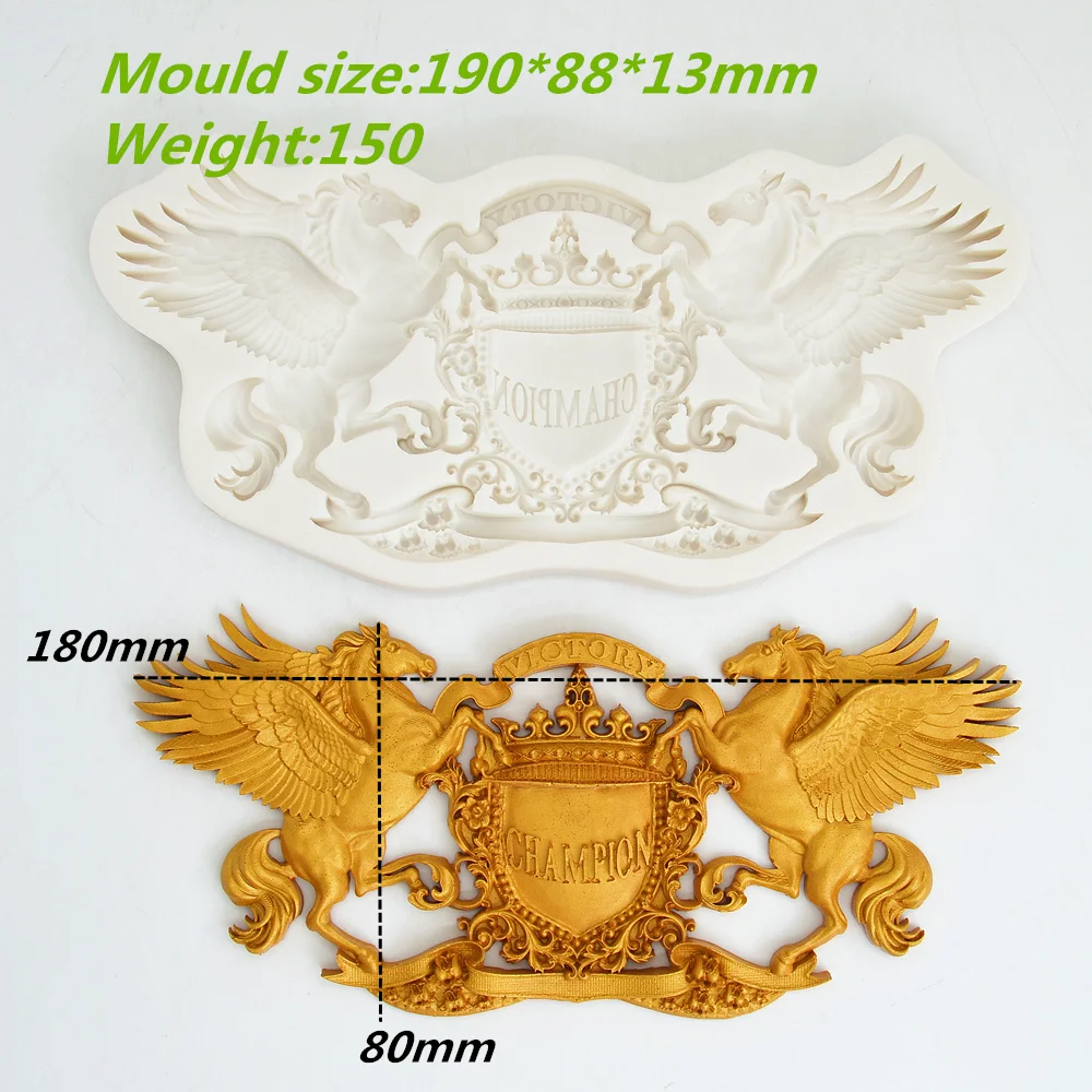 Silicone Mold Creativity Pegasus Trophy Cake Chocolate Baking Decoration Tools For DIY Lace Hsore Fondant Pastry Mould Appliance