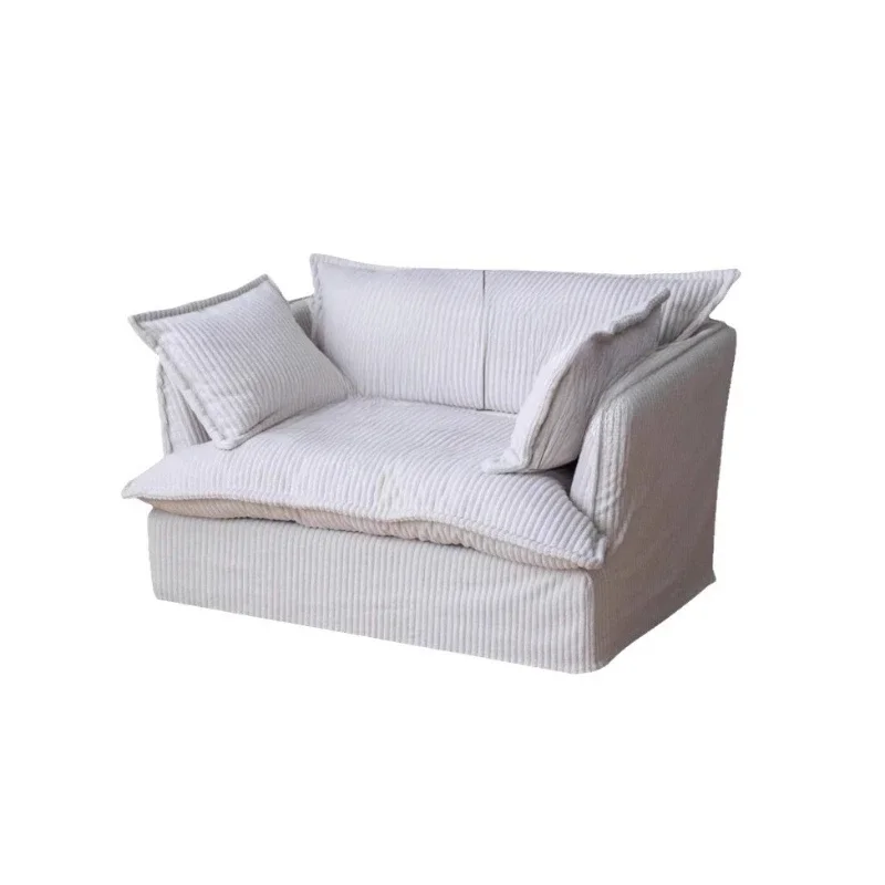 

Nordic simple removable sofa single fabric corduroy creative lazy cream wind sitting deep sofa