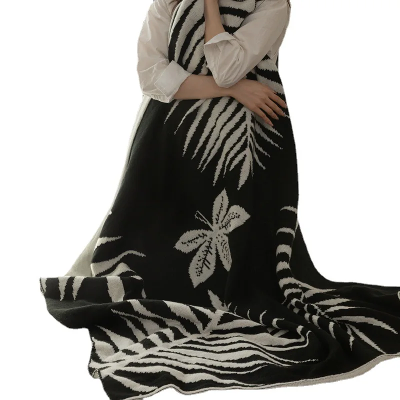 Luxury Knit Throw Blanket-Lightweight Air Conditioning Blanket for Sofa&Office,Nordic Woven Coverlet, Soft Towel Blanket for Nap