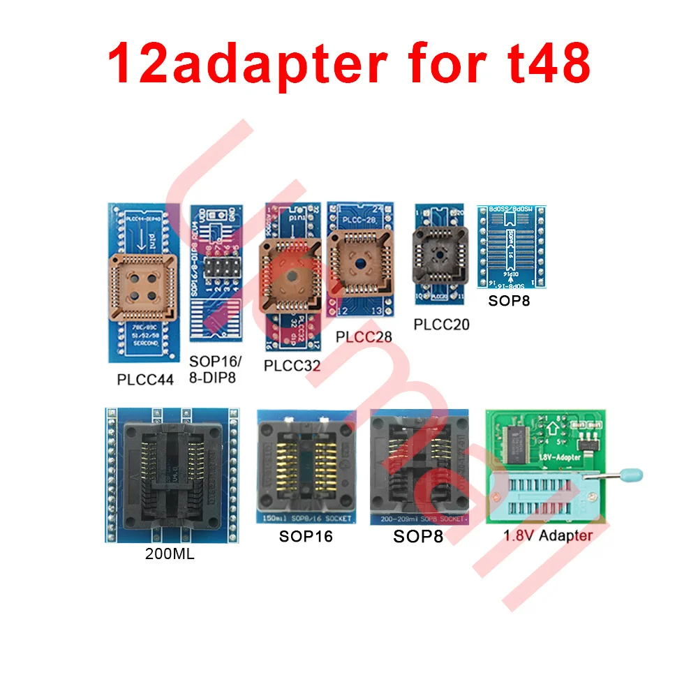 Original 12 Adapters only, for T48 Programmer xgecuTL866II Plus Universal TL866 Nand Flash AVR PIC Bios USB Programmer