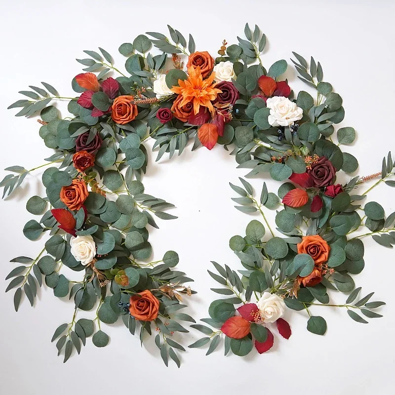 

Artificial Flower Garlands for Table Runner Eucalyptus Sweetheart Table Centerpieces for Backdrop Boho Wedding Decoration