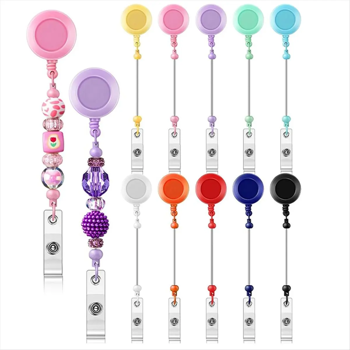 Super Sale 10 Sets Beaded Badge Reel Set Retractable Clip Holder for Beading for Jewelry DIY GiftCraft Making C
