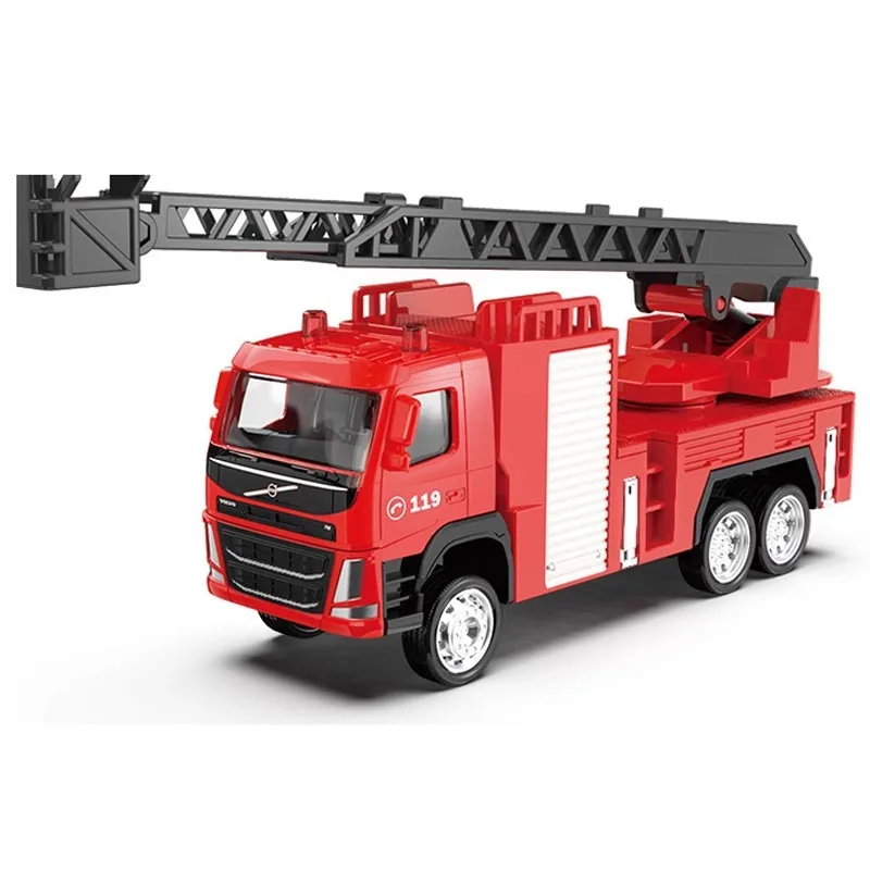 1/72 Volvo Engineering Fire Engine Dump Mixer Garbage Truck Toy Car Model Diecast Vehicle Miniature Pull Back Collection Gift