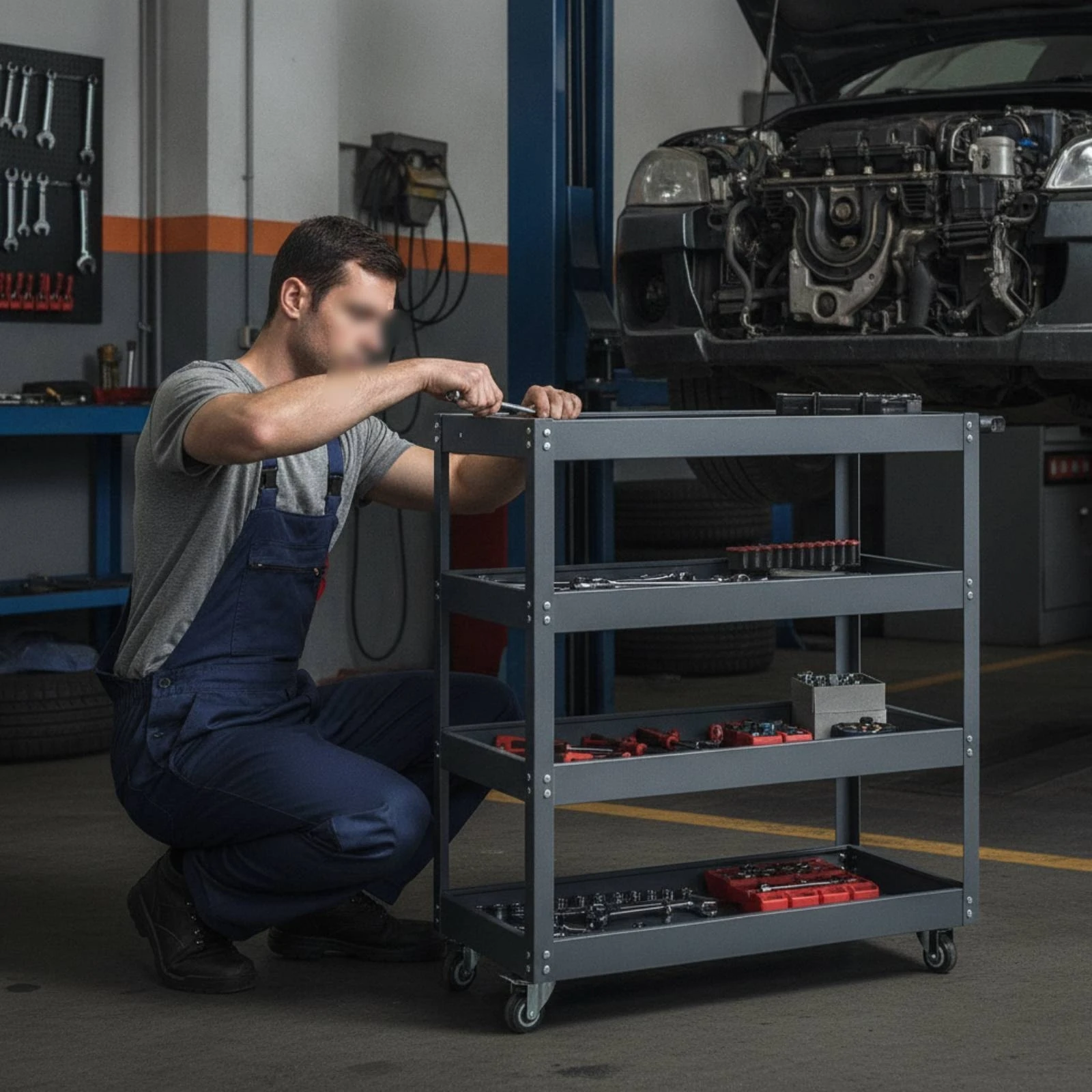 รถเข็นอเนกประสงค์สี่ชั้น รถเข็ - Tools Mechanical Workshop บทวิจารณ์และราคา