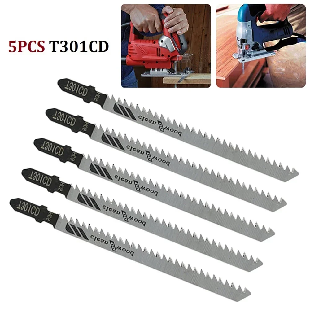 5x T301CD Jigsaw Blade Set High Carbon Steel Reciprocating Saw Blade For Sheet Panels Wood Plastic Metal Cutting Woodworking