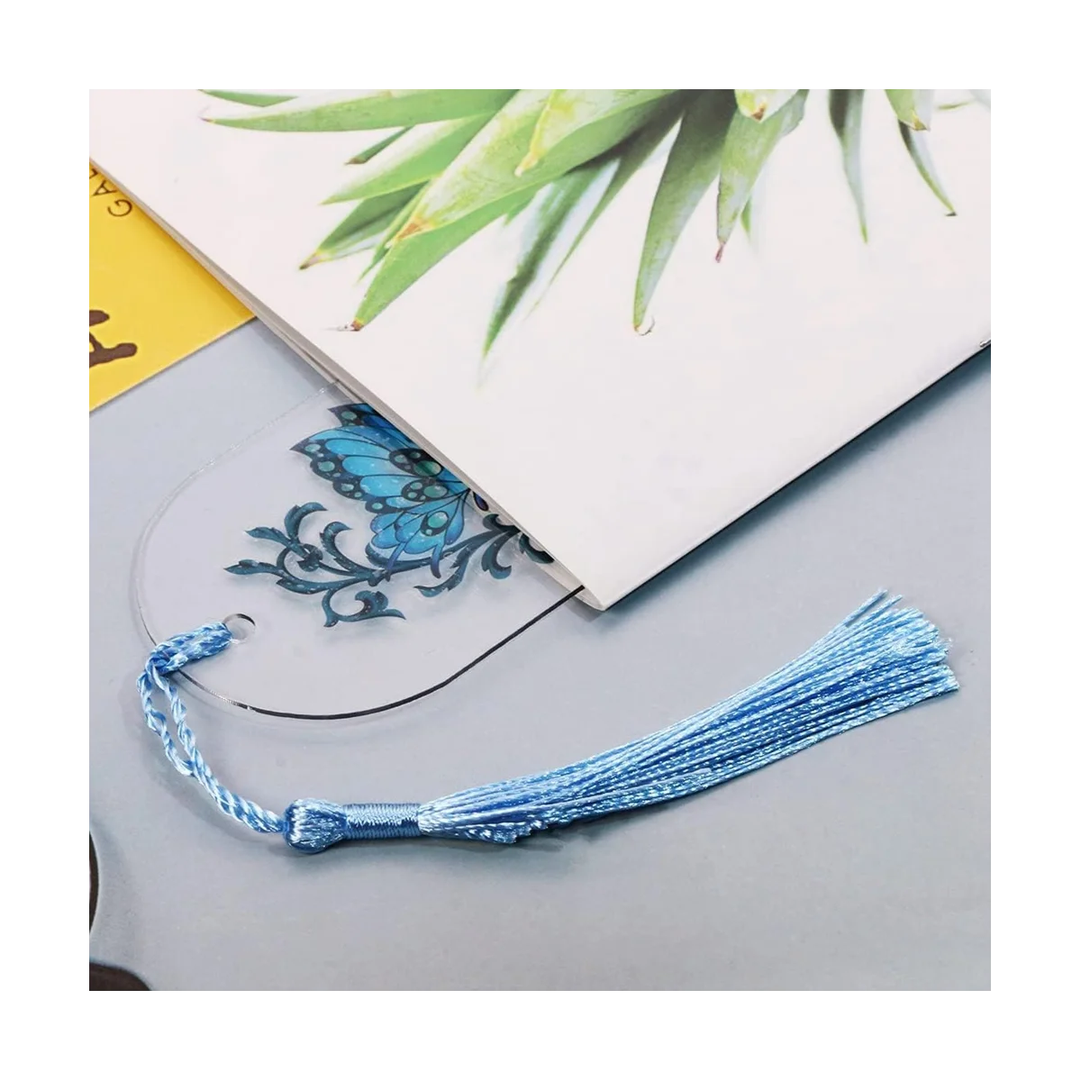 Blank Clear Acrylic Bookmarks 20Pcs Rectangle Craft Transparent Acrylic Book Markers with 20Pcs Small Bookmark Tassels