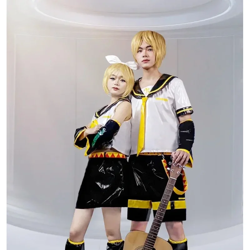 Kagaminee Rin/Len كوسبلاي مع سلسلة أذنين Collab: Kagaminee Rin Len كوسبلاي شورت علوي أزياء تنكرية