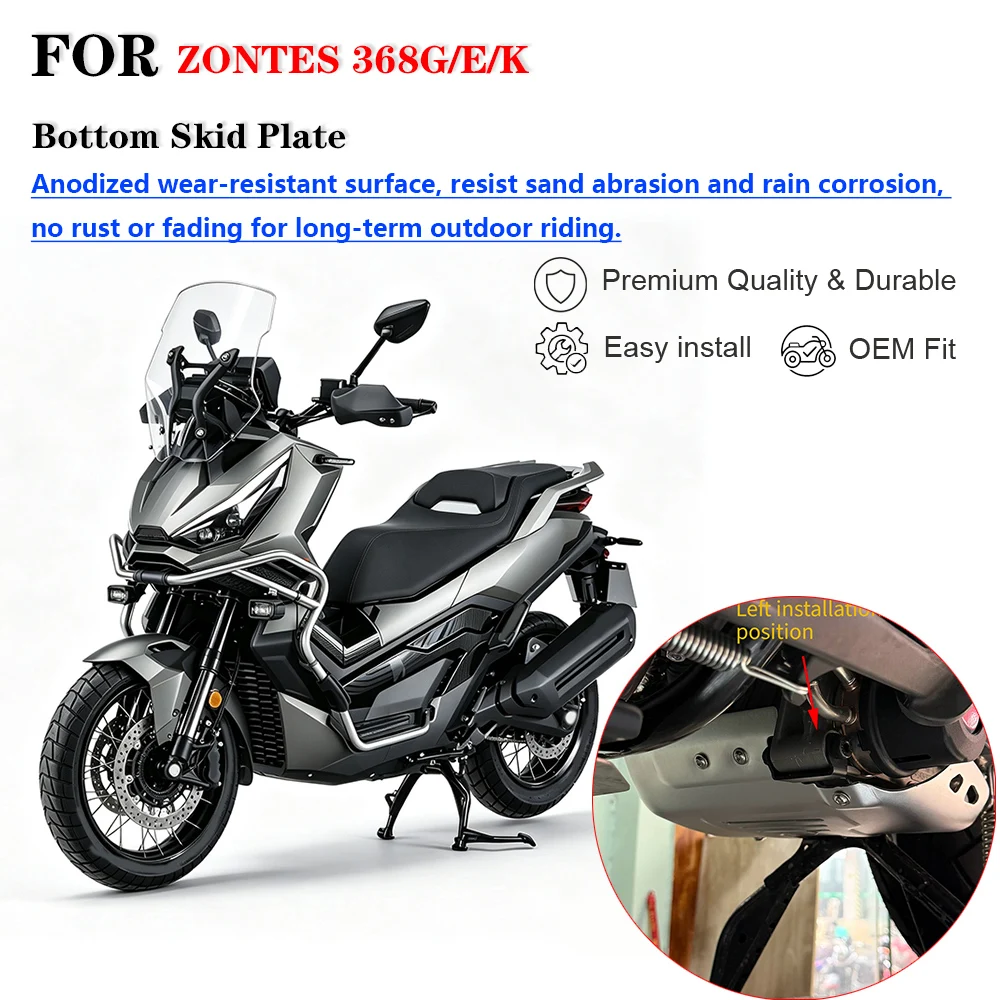 Motorcycle Modified Aluminum Alloy Engine Chassis Guard Bottom Plate, Skid Plate Belly Pan Protector Cover For ZONTES 368G 368E