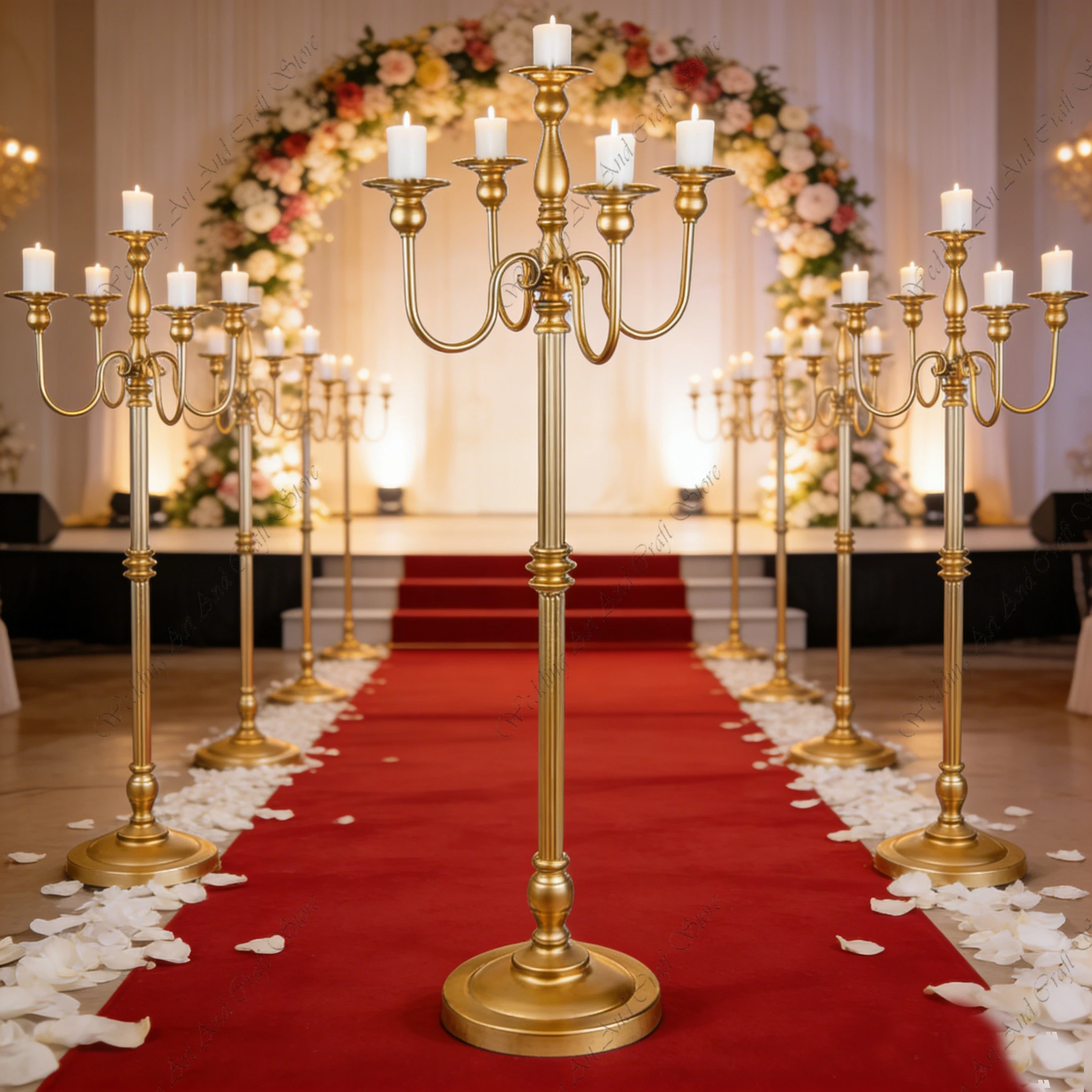 

10 шт. золотых свадебных канделябров F30, 100-150 см, напольные подсвечники, металлические, 5-рожковые, для декора, ivy718