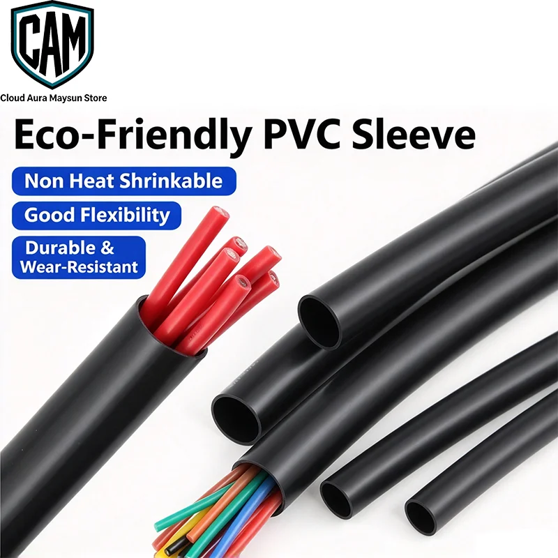 Black Flexible Eco-friendly PVC Cable Sleeving,Flame Retardant Insulating Tube ID1-20mm, for Electrical Wire Harness Wire Loom