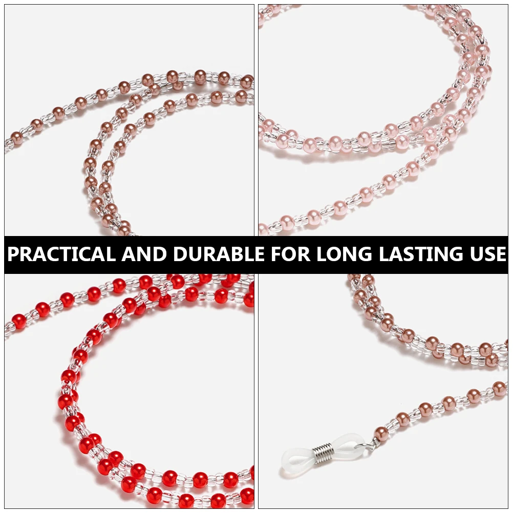 

5pcs Eyeglass Beaded Chains Anti-Slip Hanging Chains Premium Glasses Strap Adjustable Holder Comfortable Outdoor Loss Prevention