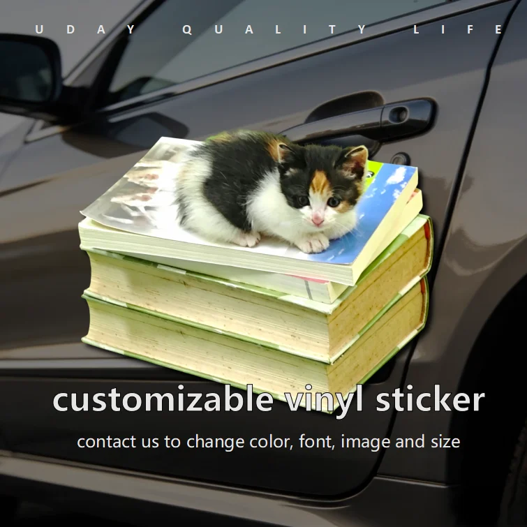 Customizable Vinyl Car Sticker Text Image Photo Art ID Social Account Logo Number Tel Waterproof Weatherproof Pet Child Cat Dog