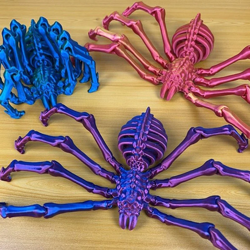 12CM 3D Printed Spider, Joint Movable And Retractable Toy Spider, Creative Ornament Spider Toy Halloween Decoration