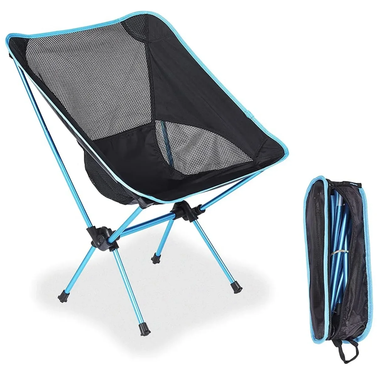 2-Pcs Ultralight Camping Chair, Portable Folding Chair Seat for Travel Outdoor Camping Foldable Stool Beach Fishing Picnic Chair