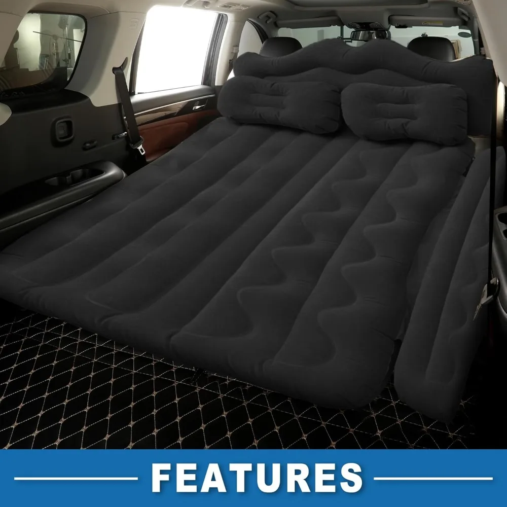 Car Air Mattress Sleeping Mat Comfortable 170x110x14cm Back Seat Bed Camping Air Mattress Bed with Pillows for Car SUV