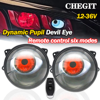 Dynamic Devil Eye LED Headlights Sharingan for SUVs Cars Trucks Motorcycles 12V-36V 6 Modes Adjustable Eye Animation USB Powered