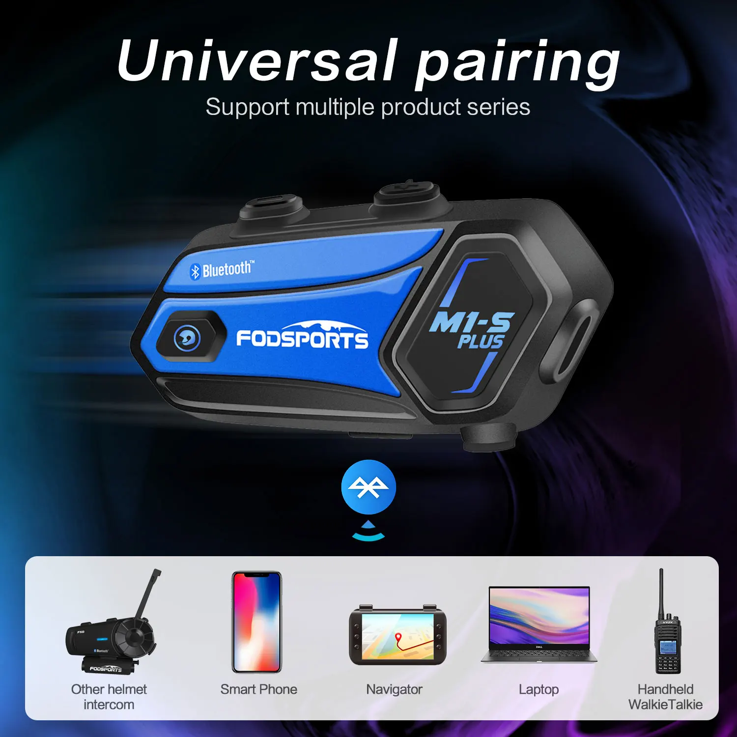 Fodsports M1-S Plus Motorcycle Intercom Helmet Bluetooth Headset 8 Riders 2000M