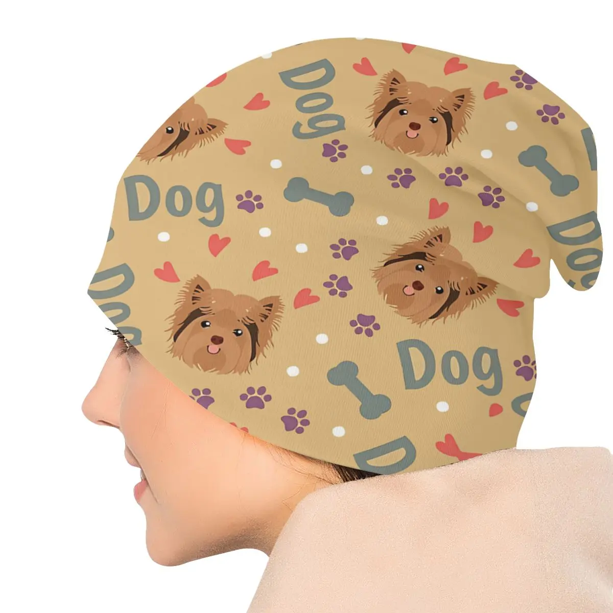 Cappelli con cofano Yorkshire Cartoon uomo donna Love Terrier berretto sottile Hip Hop Skullies berretti berretti