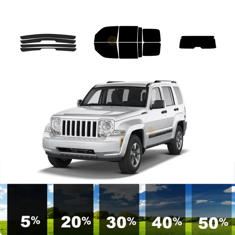 precut Removable Window Tint Film For Car 100% UVR 5%-35%VLT Heat Insulation Carbon ﻿For JEEP LIBERTY 4 DR SUV 2008-2013