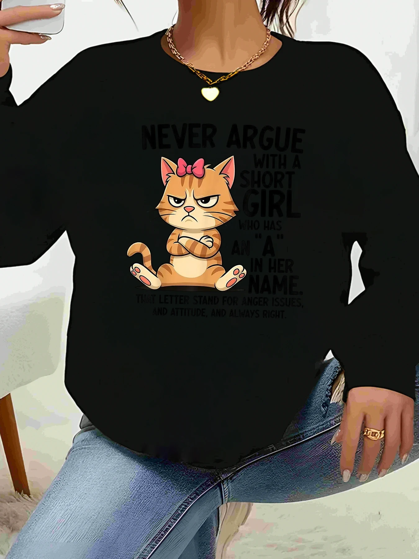 

Футболка с длинными рукавами и принтом кота и буквы, повседневная женская одежда на Хэллоуин