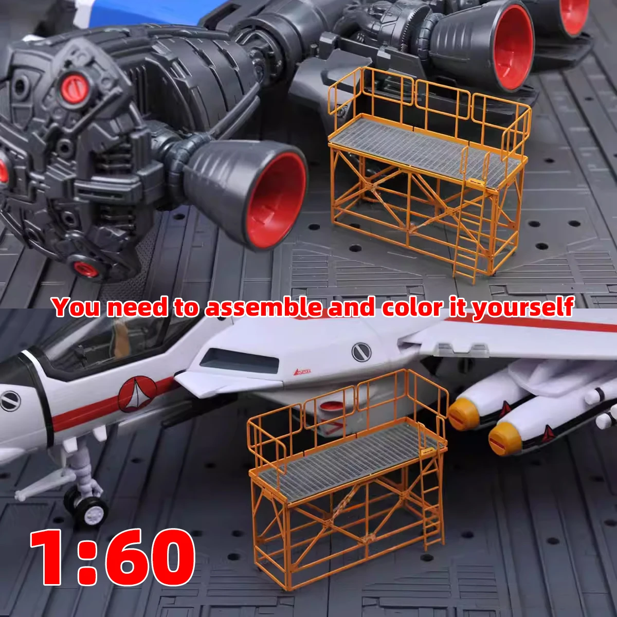 1/60 PE Scale Model Kit Maintenance Ladders Climbing Ladder Scaffold Computer Sand Table Diorama Models for Robot Mech Model PG view 6