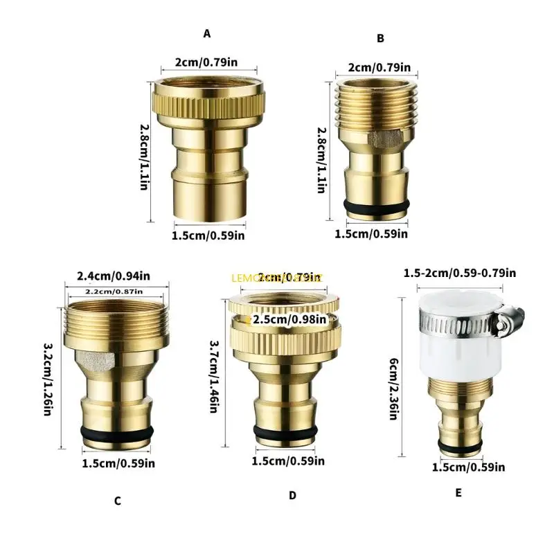 N58C Multipurpose Brass Materials Faucet Hose Adapters for Multiple Threaded Taps Easy Installation Designs Daily Use