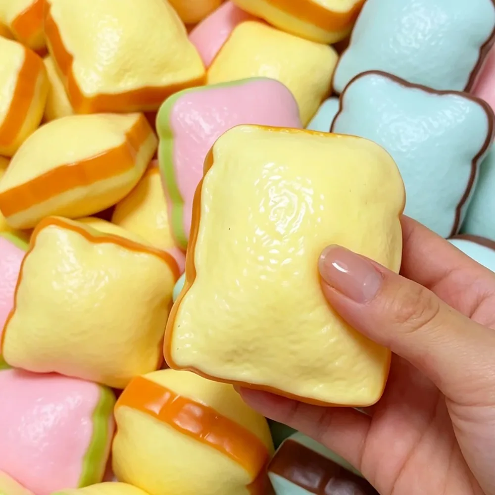 Crunchy Squishy Toast Bread Squeeze Fidget Toy Homemade Soft Toast Stress Ball ASMR Sensory Anti Stress Toy Gift for Adult