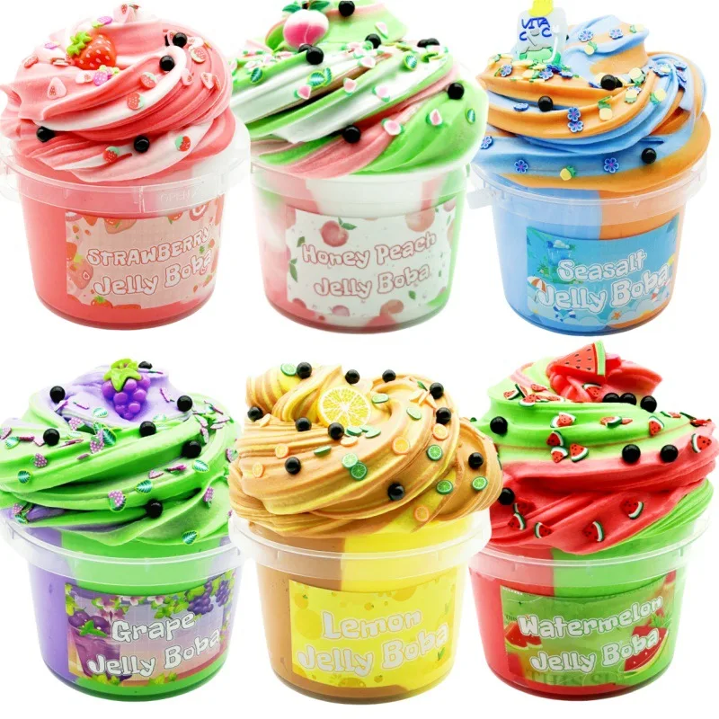 Slime Charms DIY for Kid Color Matching Fruit Slime Colored Mud Butter You Set Toy Mud Children's Stress Relief Toys