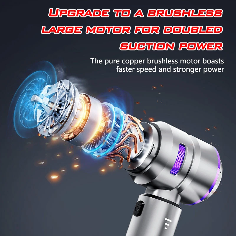 

Автомобильный пылесос высокой мощности, портативный, беспроводной, с бесщеточным двигателем, мощный очиститель-воздуходувка для дома и автомобиля