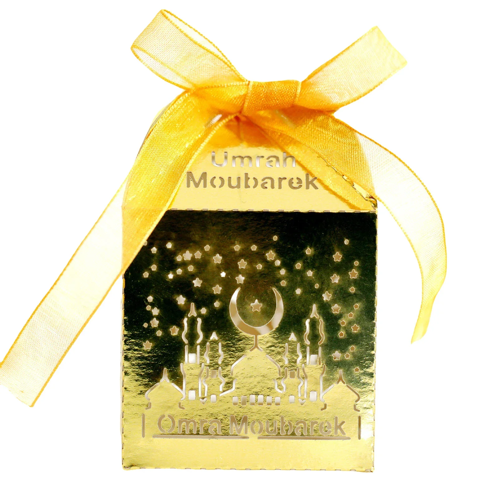 50Pcs Eid Mubarak Candy Box Ramadan Decoration Hollow Chocolate Snack Candy Gift Boxes Islamic Muslim Party Supplies