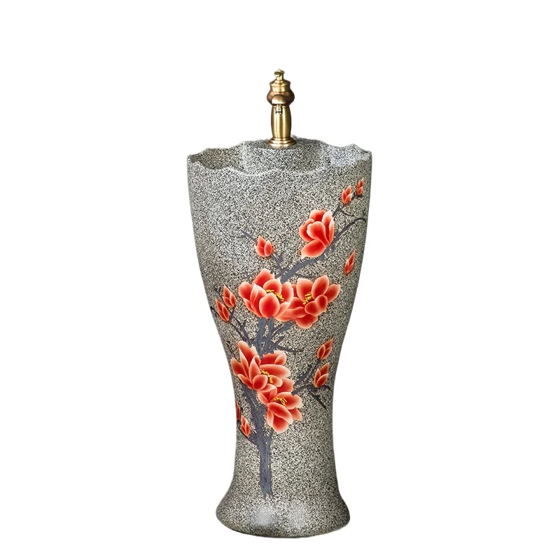 

Antique ceramic floor-to-ceiling integrated column washbasin outdoor courtyard outdoor washbasin