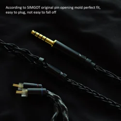SIMGOT-Silver Plated Earphones Cable, EN1000, EN700pro, EA500, EW200, LIZT, 8 Core, Upgrade OCC, 4.4mm Balance, 2.5, 3.5