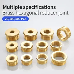 Brass Hex Bushing Reducer Pipe Fitting F To M Threaded 1/8 1/4 3/8 1/2 3/4 Reducing Copper Water Gas Adapter Coupler Connector