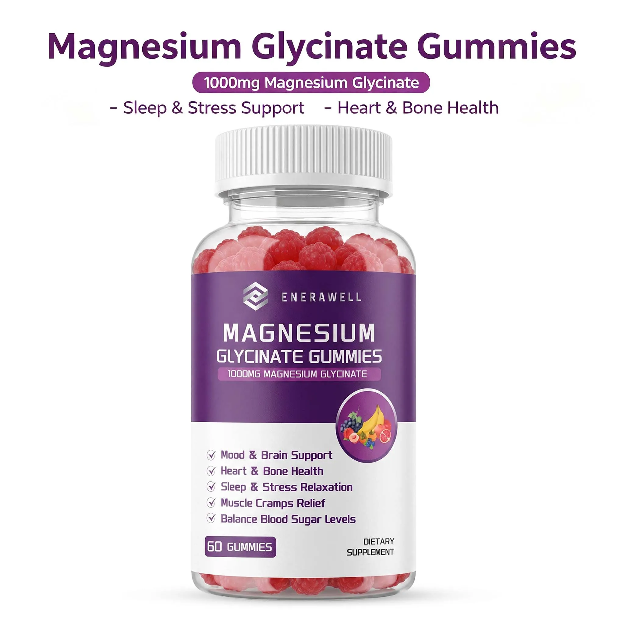 Magnesium Glycinate 1000mg Nutritional Supplement Supports Nervous System Bone & Muscle Health Supports Calm Mood & Body Relaxation for Daily Wellness
