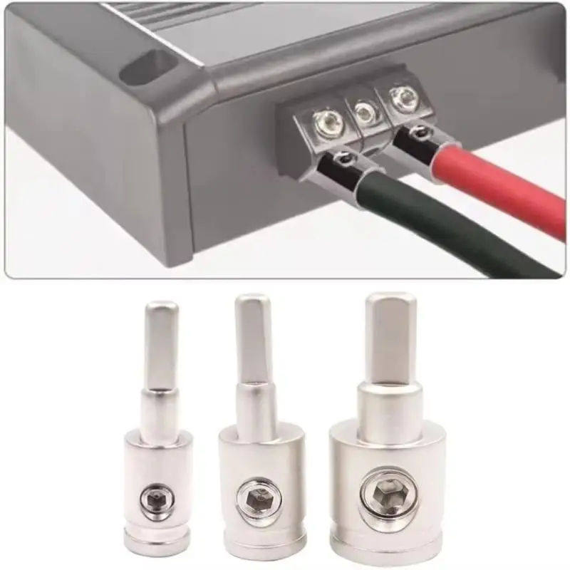 1Pcs 0GA 4GA 8GA Gold Silver Audio  Input Adapter Power Ground Wire Terminal Pure Copper Car Audio Connector