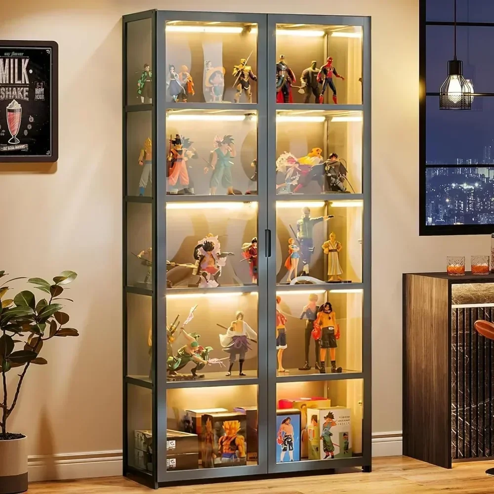 Glass Display Cabinet, Storage Cabinet with Acrylic Glass Door, Collectibles Toy Organizers Rack & Display Shelf, Glass Display