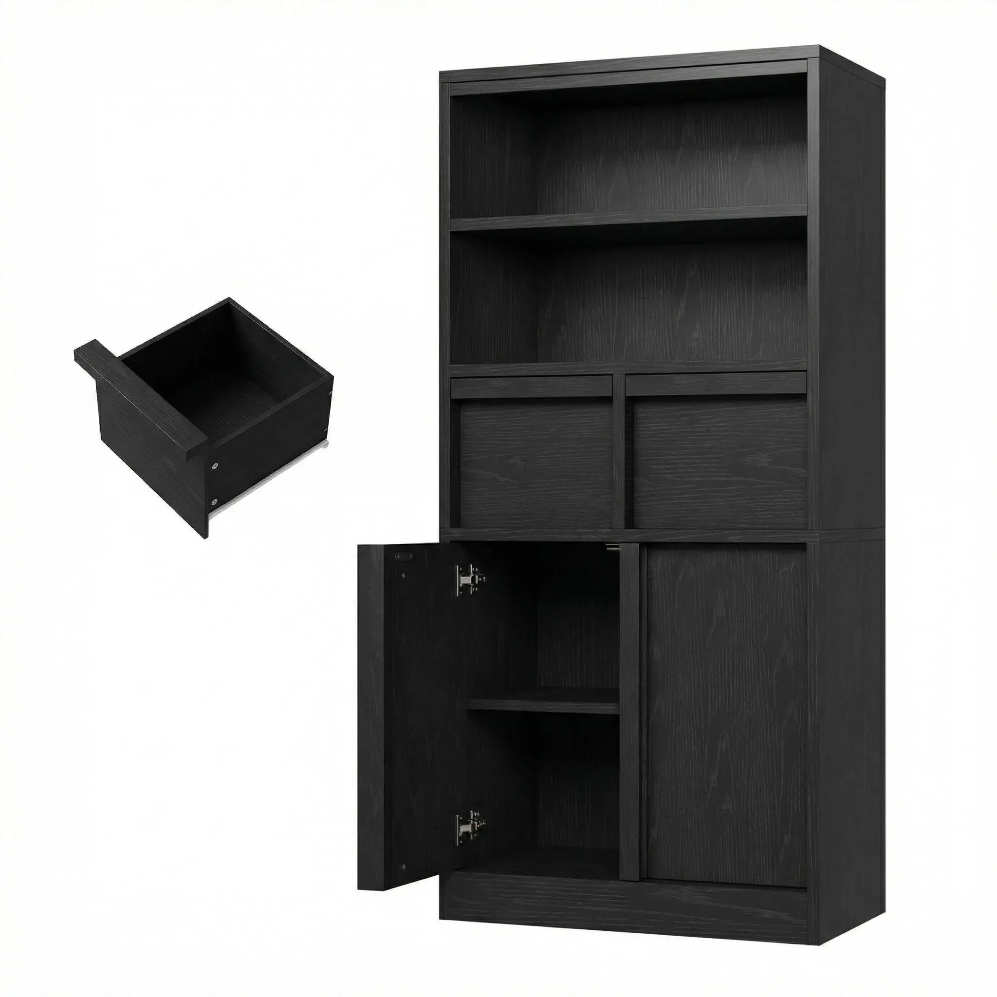 

Высокий шкаф для хранения, отдельно стоящий буфет с ящиками, дверцами и регулируемыми полками, многофункциональный органайзер