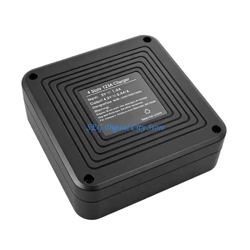 U75B LCD Battery Dock for RCR123A Rechargeable Batteries, 4 Bay 16340 Battery Unit with Separate CH1 to CH4 Screen and USB C