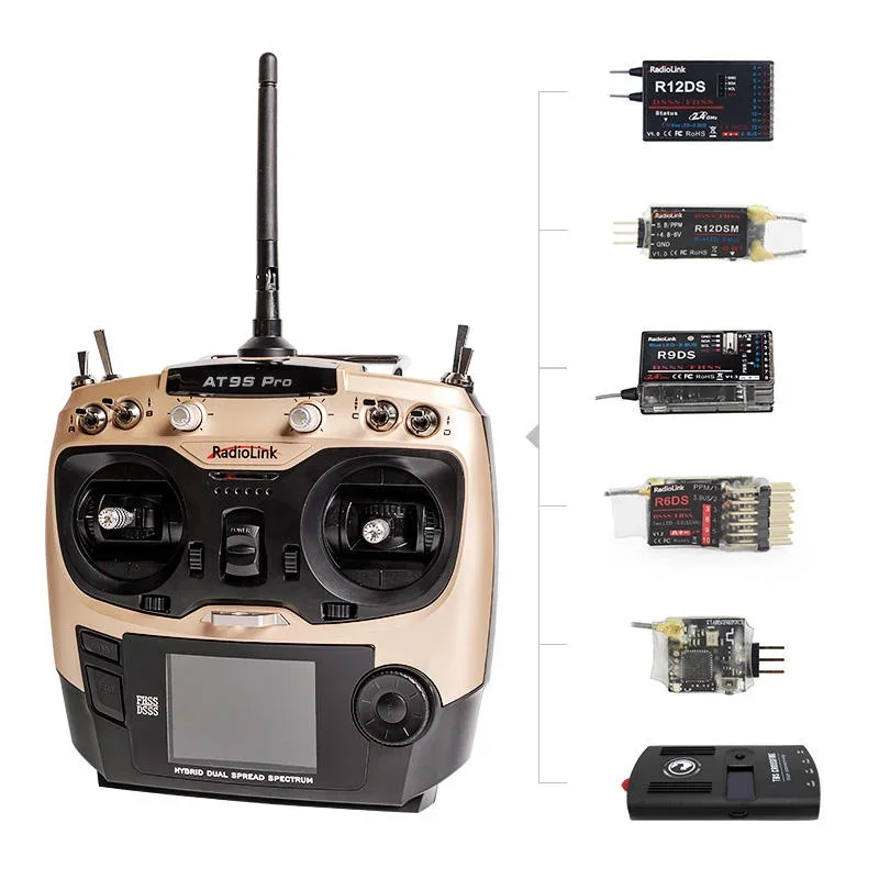 AvaCoreRadiolink AT9S Pro 10/12 Channels 2.4GHz GPS Enabled RC Transmitter For Sailboat Fishing Boat Agricultural Boat RC Toys